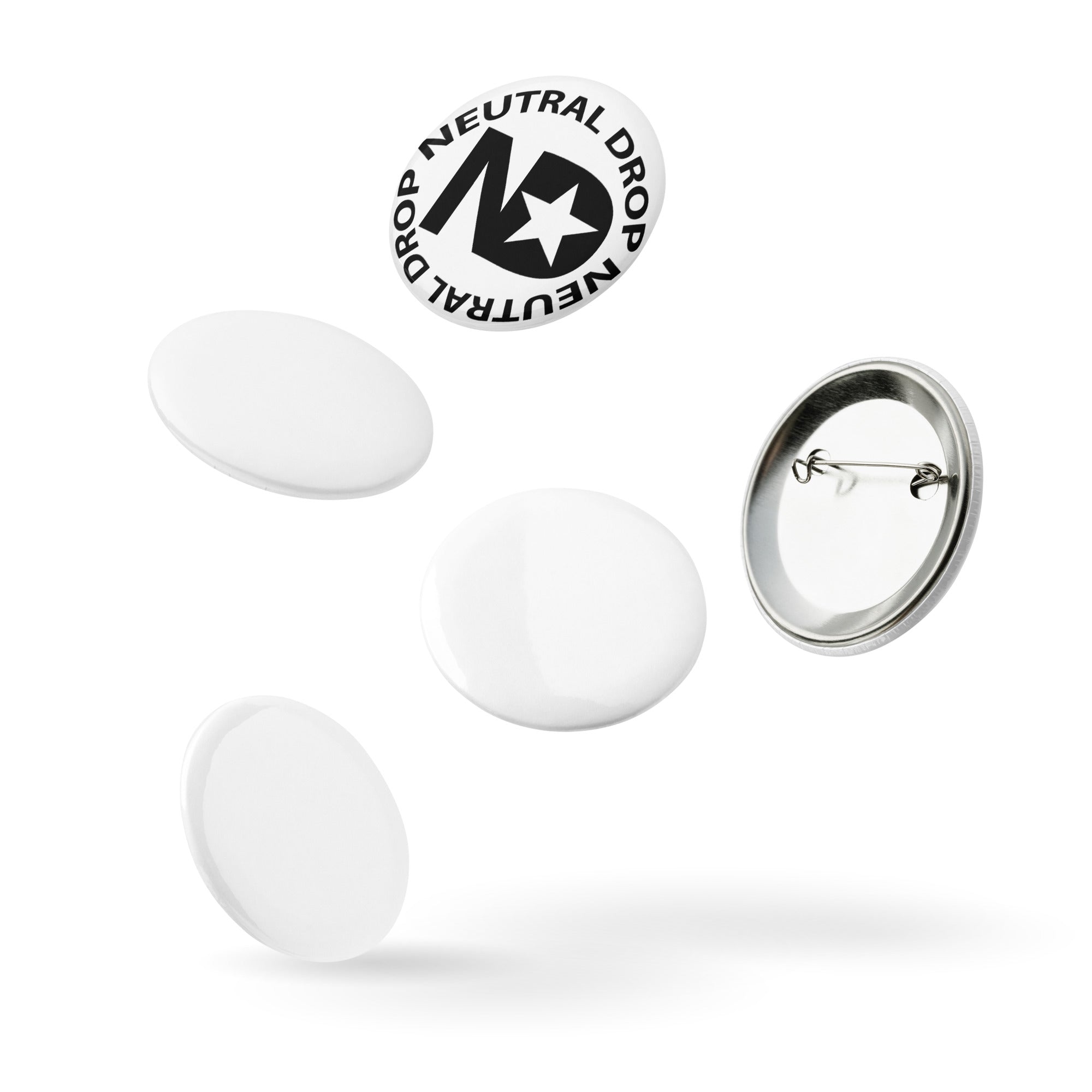 Set of pin buttons w/ Neutral Drop Logo