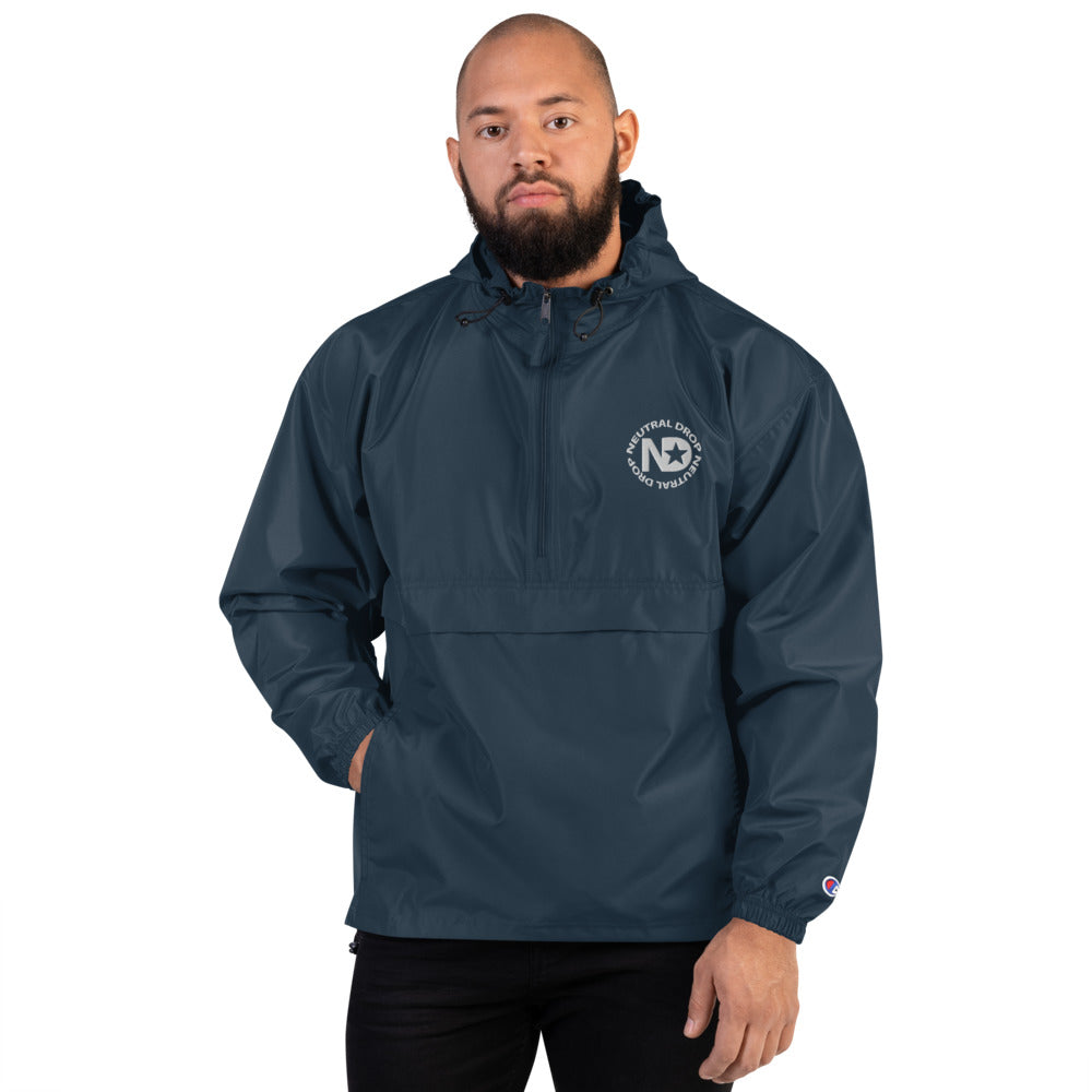 Neutral Drop Embroidered Champion Packable Jacket