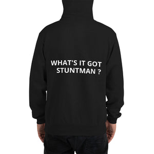 Neutral Drop Logo W/ What's It Got Stuntman on back Champion Hoodie