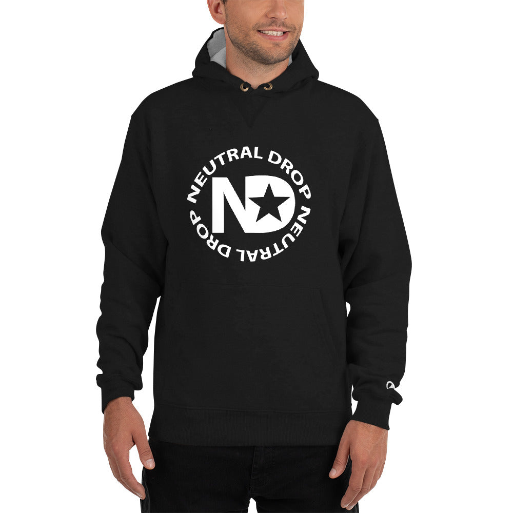 Front Neutral Drop Logo/ What's It Got Stuntman Back Champion Hoodie