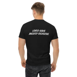 Men's classic tee w/Neutral Drop Logo on Front and No Mercy Reversie on back