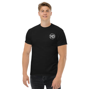 Men's classic tee w/Neutral Drop Logo on Front and No Mercy Reversie on back