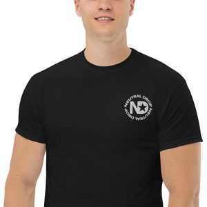 Men's classic tee w/Neutral Drop Logo on Front and No Mercy Reversie on back