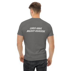 Men's classic tee w/Neutral Drop Logo on Front and No Mercy Reversie on back