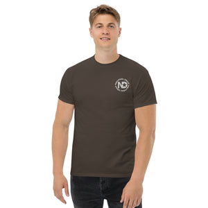Men's classic tee w/Neutral Drop Logo on Front and No Mercy Reversie on back