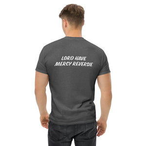 Men's classic tee w/Neutral Drop Logo on Front and No Mercy Reversie on back
