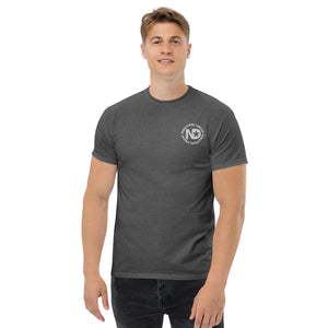 Men's classic tee w/Neutral Drop Logo on Front and No Mercy Reversie on back