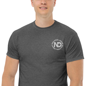 Men's classic tee w/Neutral Drop Logo on Front and No Mercy Reversie on back