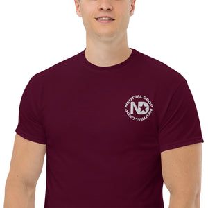 Men's classic tee w/Neutral Drop Logo on Front and No Mercy Reversie on back