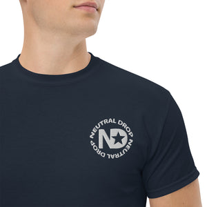 Men's classic tee w/Neutral Drop Logo on Front and No Mercy Reversie on back
