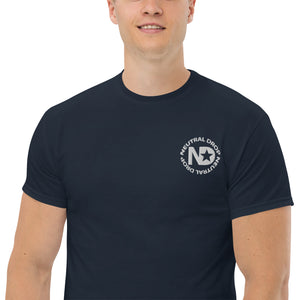 Men's classic tee w/Neutral Drop Logo on Front and No Mercy Reversie on back