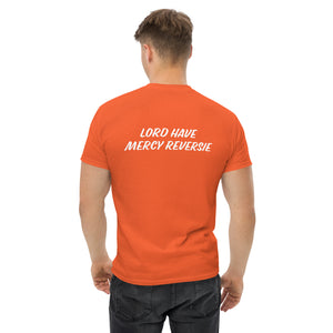 Men's classic tee w/Neutral Drop Logo on Front and No Mercy Reversie on back