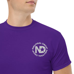 Men's classic tee w/Neutral Drop Logo on Front and No Mercy Reversie on back