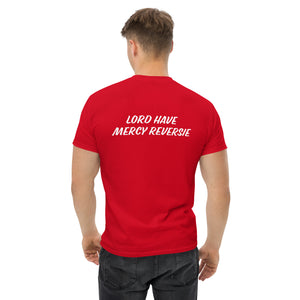 Men's classic tee w/Neutral Drop Logo on Front and No Mercy Reversie on back