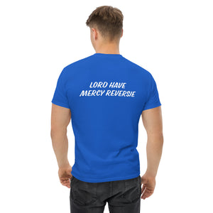 Men's classic tee w/Neutral Drop Logo on Front and No Mercy Reversie on back