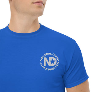 Men's classic tee w/Neutral Drop Logo on Front and No Mercy Reversie on back