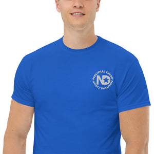Men's classic tee w/Neutral Drop Logo on Front and No Mercy Reversie on back