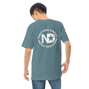 Men’s premium heavyweight tee w/ Chubby Rubba on front and Neutral Drop logo on back