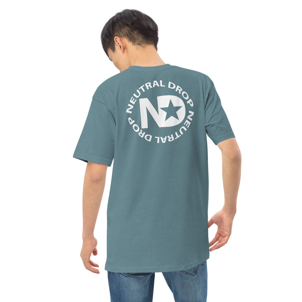 Men’s premium heavyweight tee with Neutral Drop logo on front and back