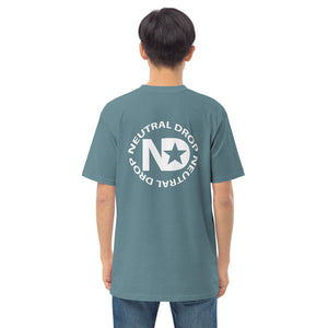 Men’s premium heavyweight tee Chubby Rubba on front Neutral Drop logo on back
