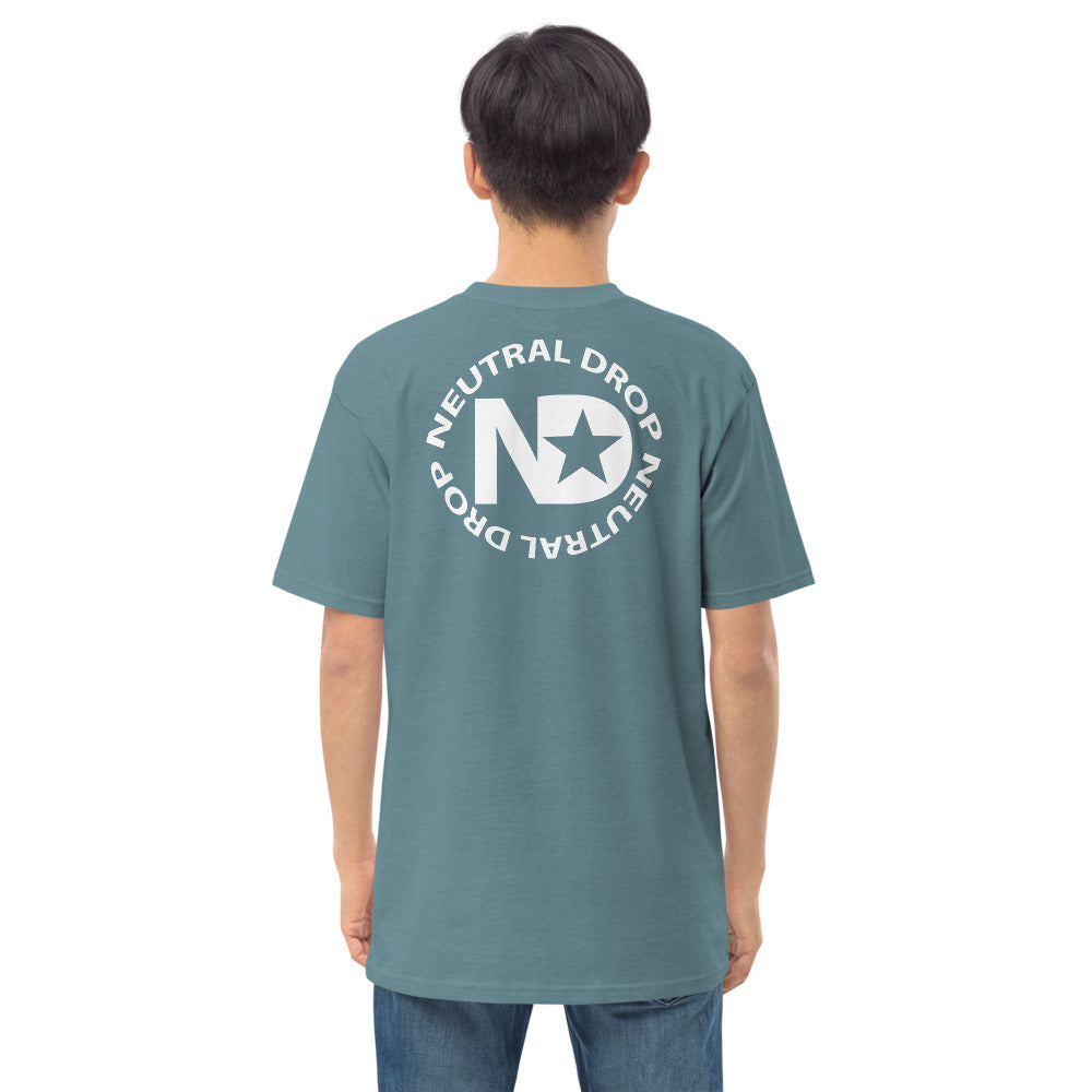 Men’s premium heavyweight tee with Neutral Drop logo on front and back