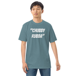 Men’s premium heavyweight tee w/ Chubby Rubba on front and Neutral Drop logo on back