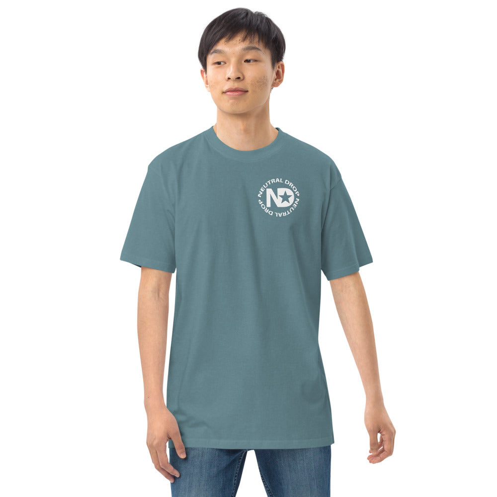Men’s premium heavyweight tee with Neutral Drop logo on front and back