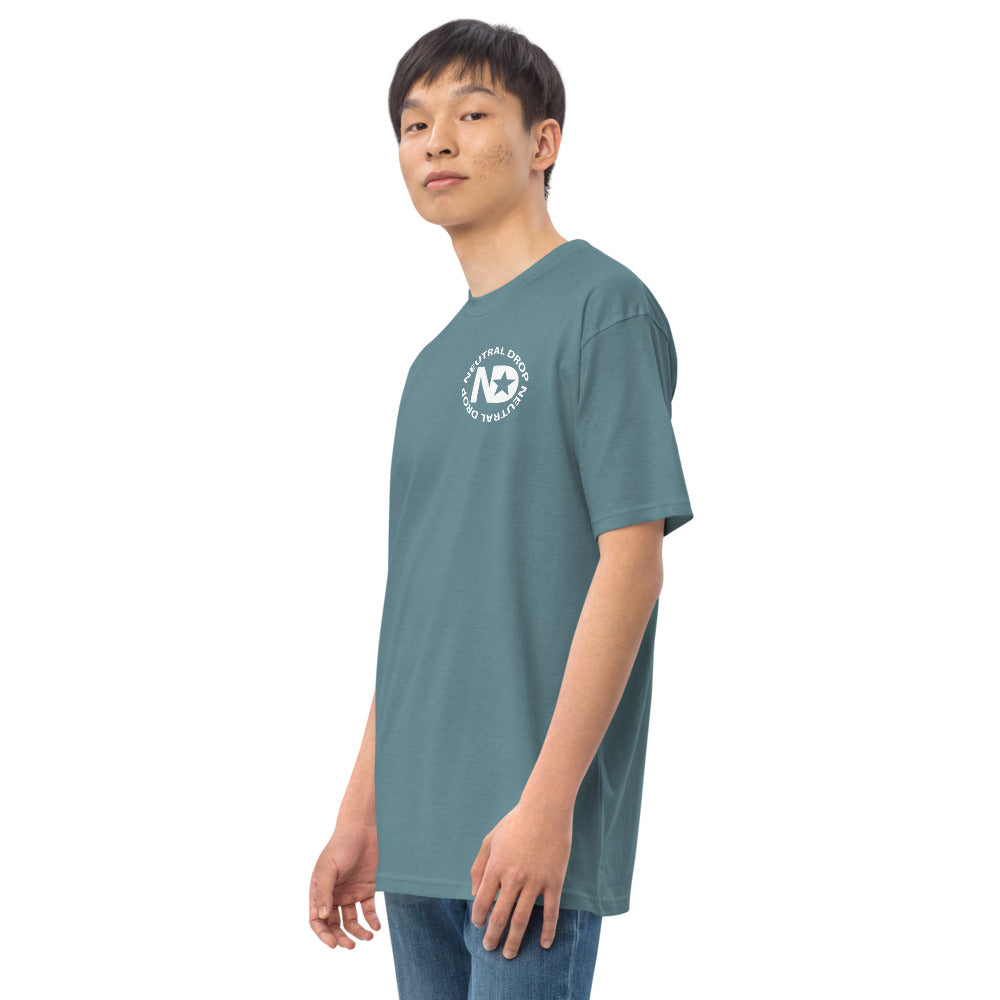 Men’s premium heavyweight tee with Neutral Drop logo on front and back