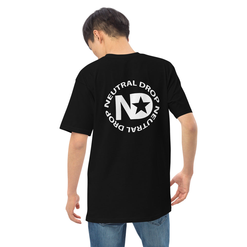 Men’s premium heavyweight tee w/ Chubby Rubba on front and Neutral Drop logo on back