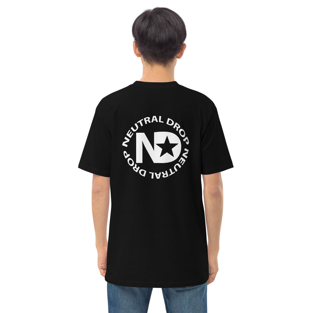 Men’s premium heavyweight tee w/ Chubby Rubba on front and Neutral Drop logo on back
