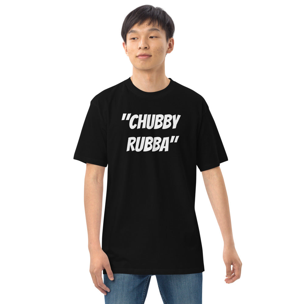 Men’s premium heavyweight tee w/ Chubby Rubba on front and Neutral Drop logo on back