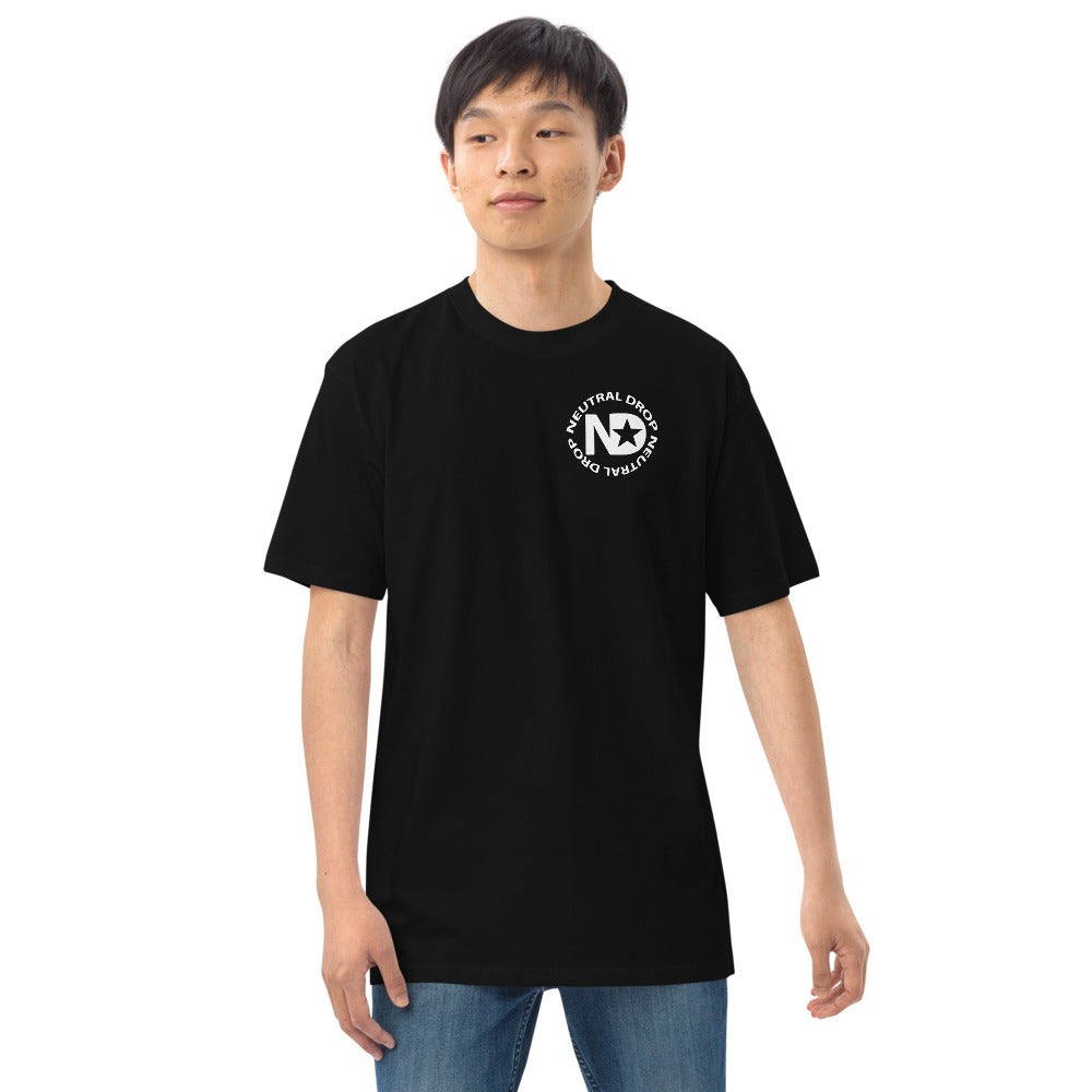 Men’s premium heavyweight tee with Neutral Drop logo on front and back