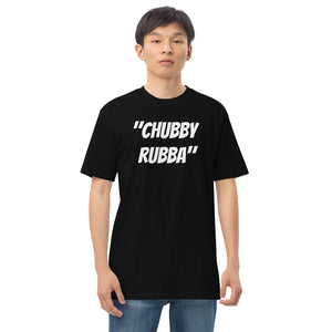 Men’s premium heavyweight tee w/ Chubby Rubba on front and Neutral Drop logo on back