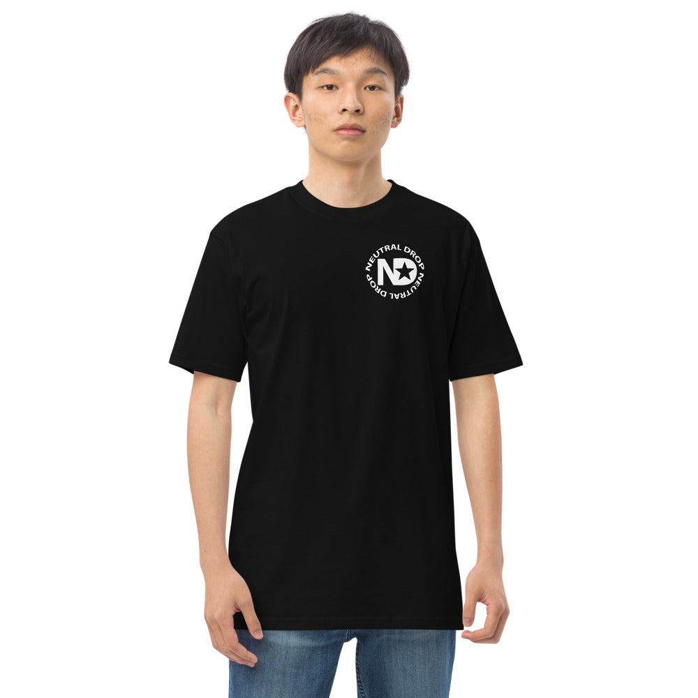 Men’s premium heavyweight tee with Neutral Drop logo on front and back