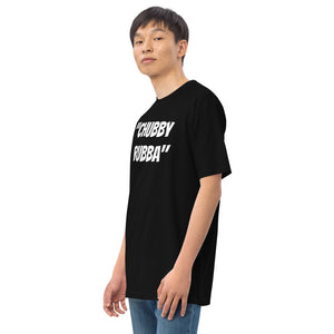 Men’s premium heavyweight tee w/ Chubby Rubba on front and Neutral Drop logo on back