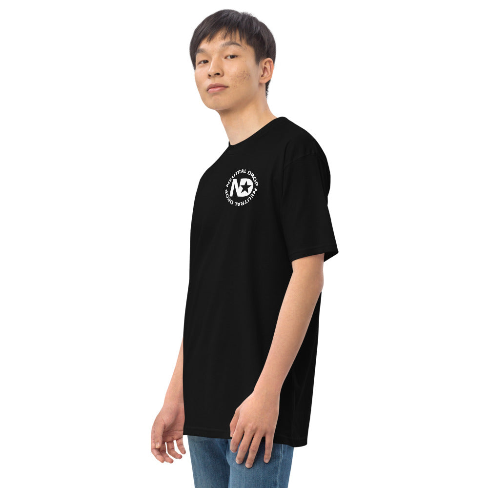 Men’s premium heavyweight tee with Neutral Drop logo on front and back