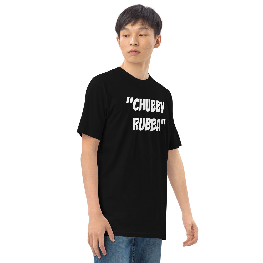 Men’s premium heavyweight tee w/ Chubby Rubba on front and Neutral Drop logo on back