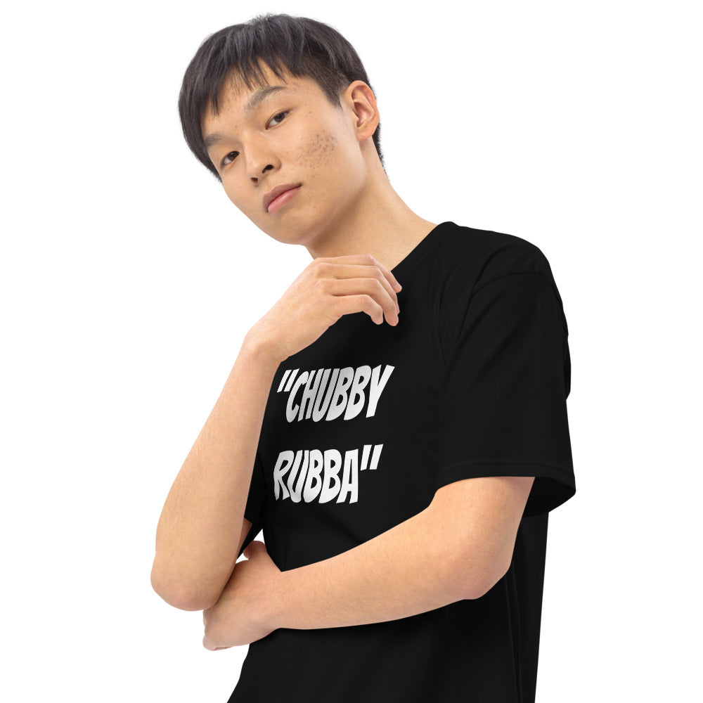 Men’s premium heavyweight tee w/ Chubby Rubba on front and Neutral Drop logo on back