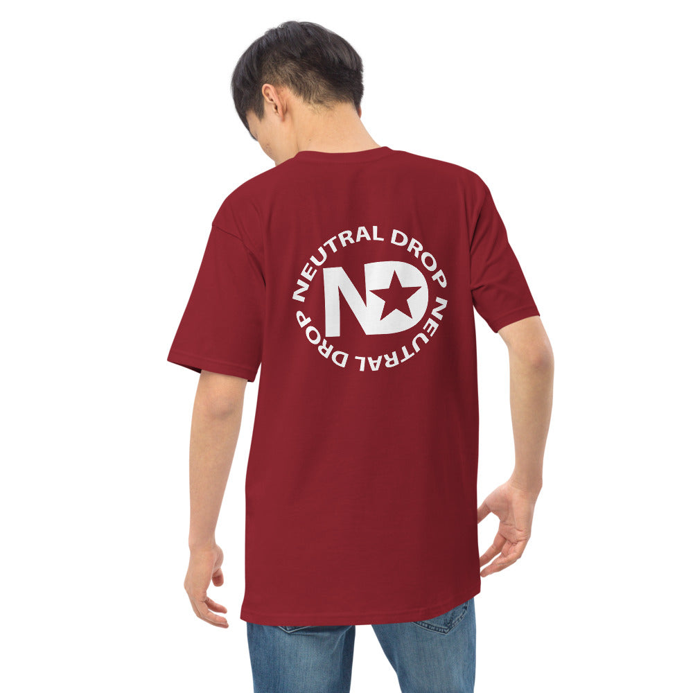 Men’s premium heavyweight tee w/ Chubby Rubba on front and Neutral Drop logo on back