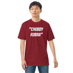 Men’s premium heavyweight tee w/ Chubby Rubba on front and Neutral Drop logo on back