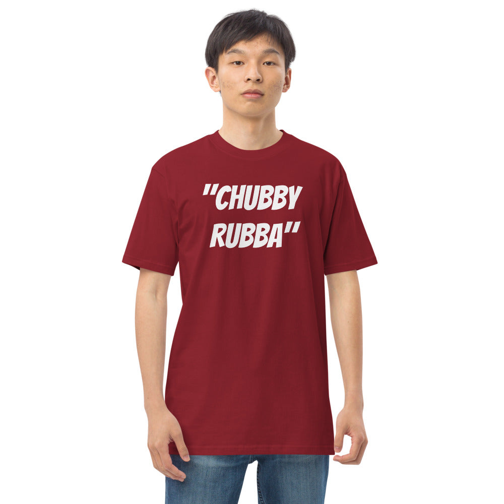 Men’s premium heavyweight tee w/ Chubby Rubba on front and Neutral Drop logo on back