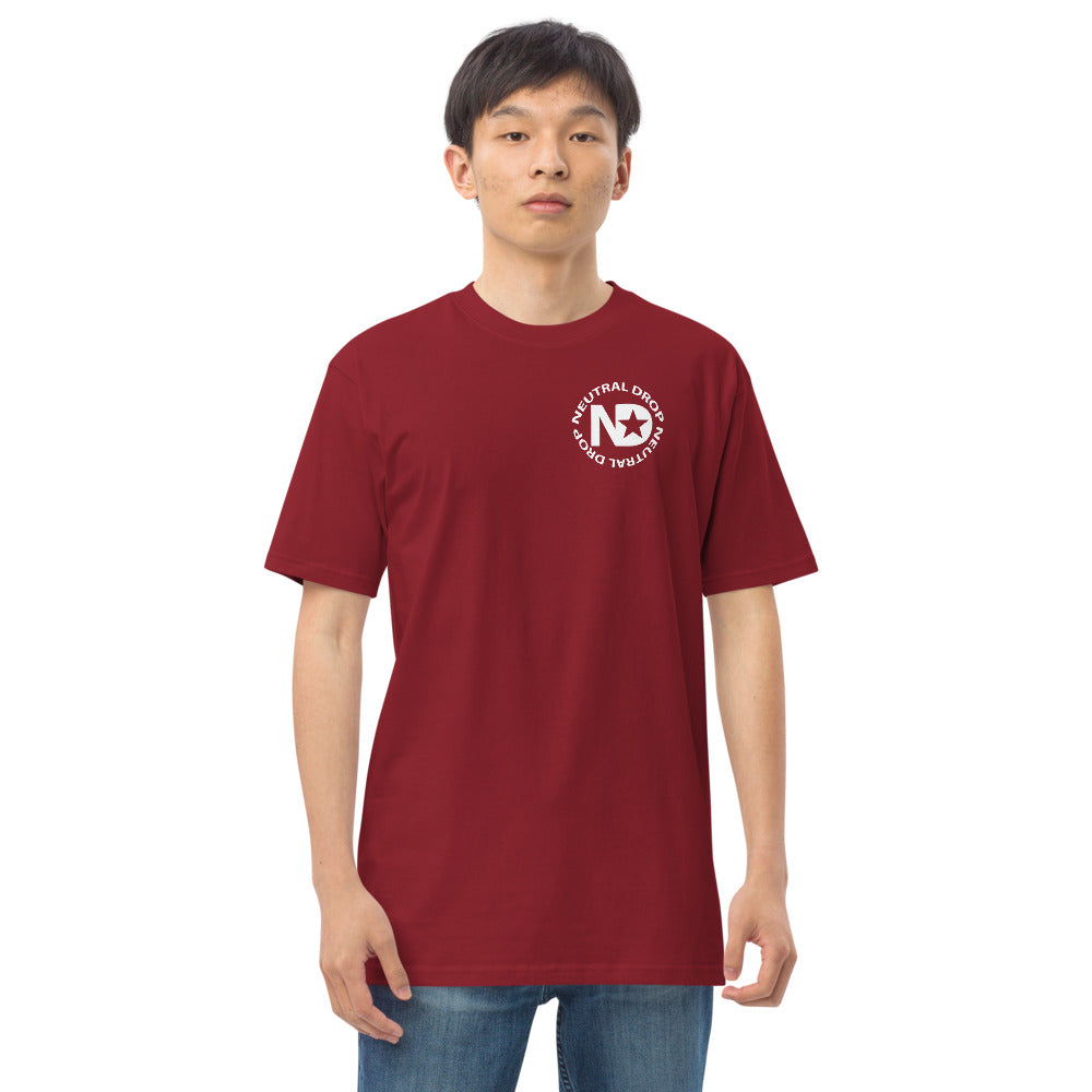 Men’s premium heavyweight tee with Neutral Drop logo on front and back