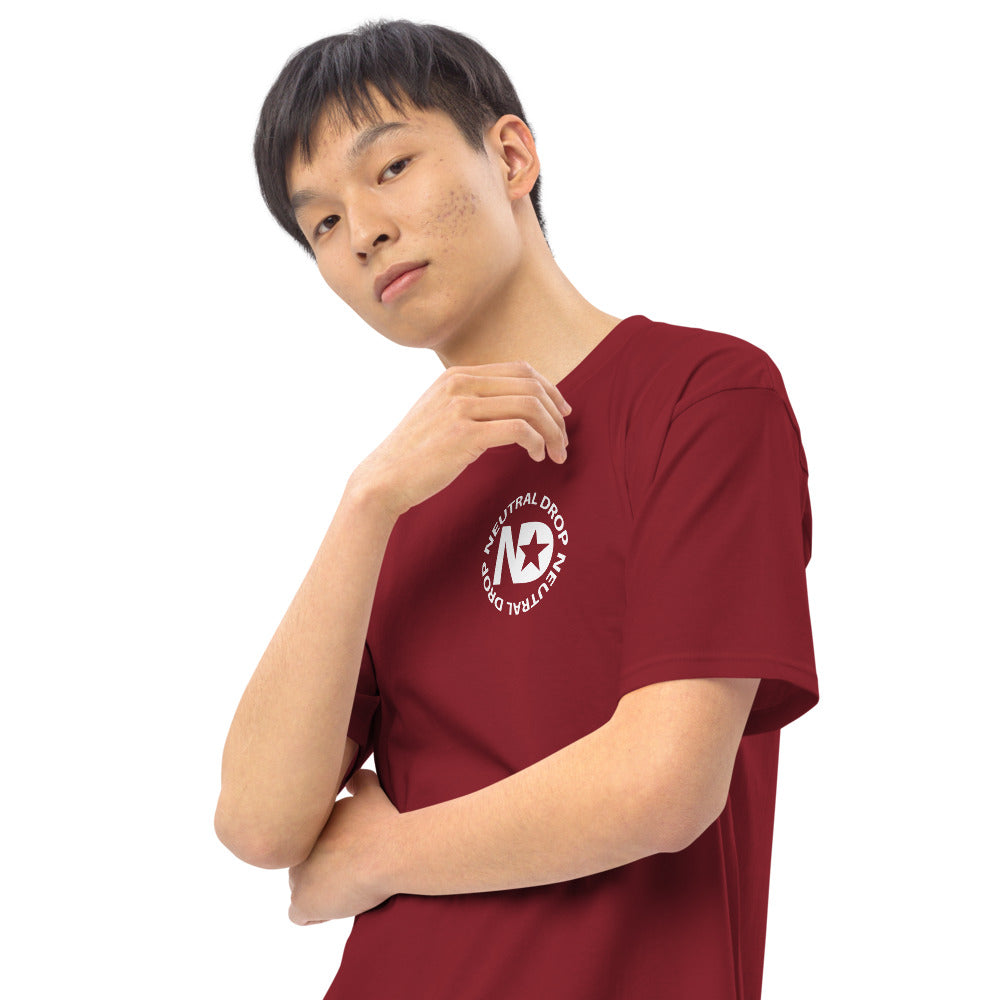 Men’s premium heavyweight tee with Neutral Drop logo on front and back