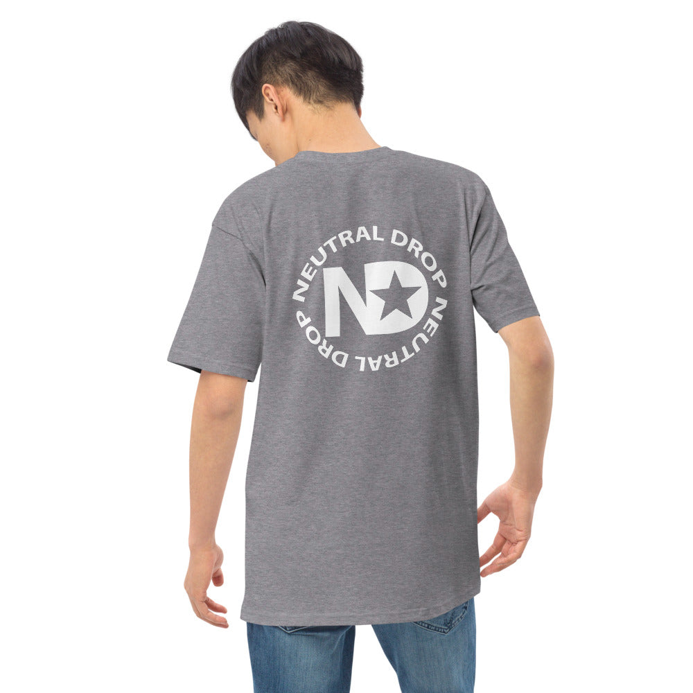 Men’s premium heavyweight tee w/ Chubby Rubba on front and Neutral Drop logo on back