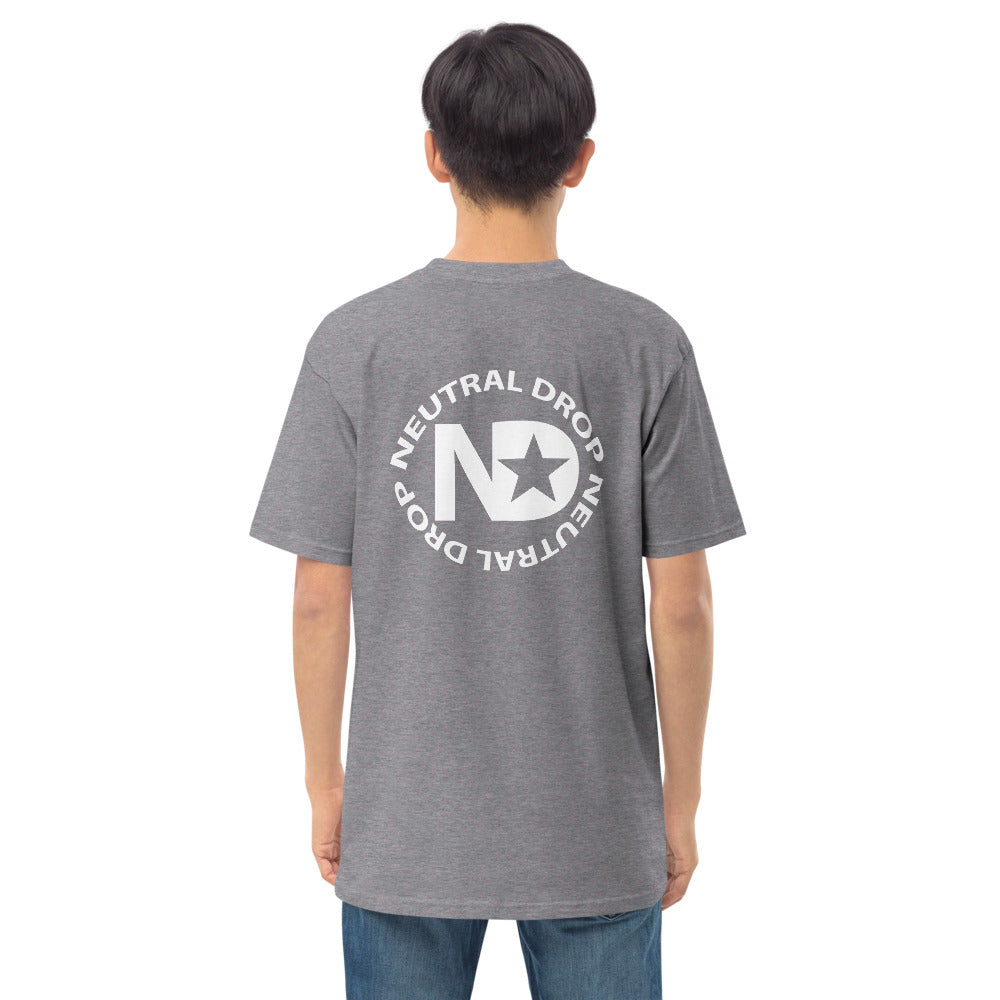 Men’s premium heavyweight tee w/ Chubby Rubba on front and Neutral Drop logo on back