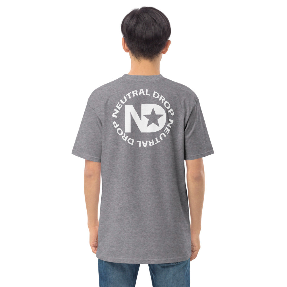 Men’s premium heavyweight tee with Neutral Drop logo on front and back