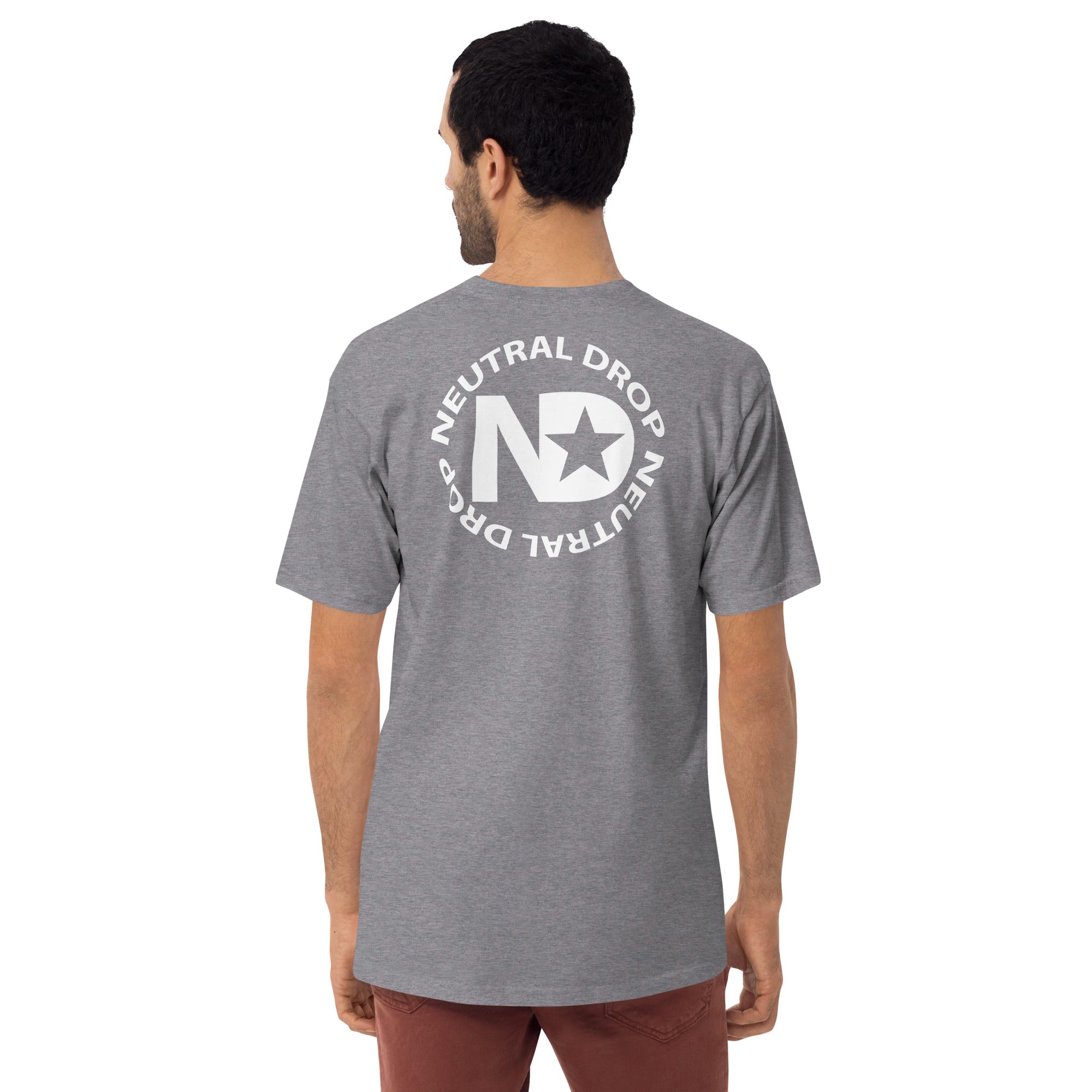 Men’s premium heavyweight tee with Neutral Drop Logo on Front and Back