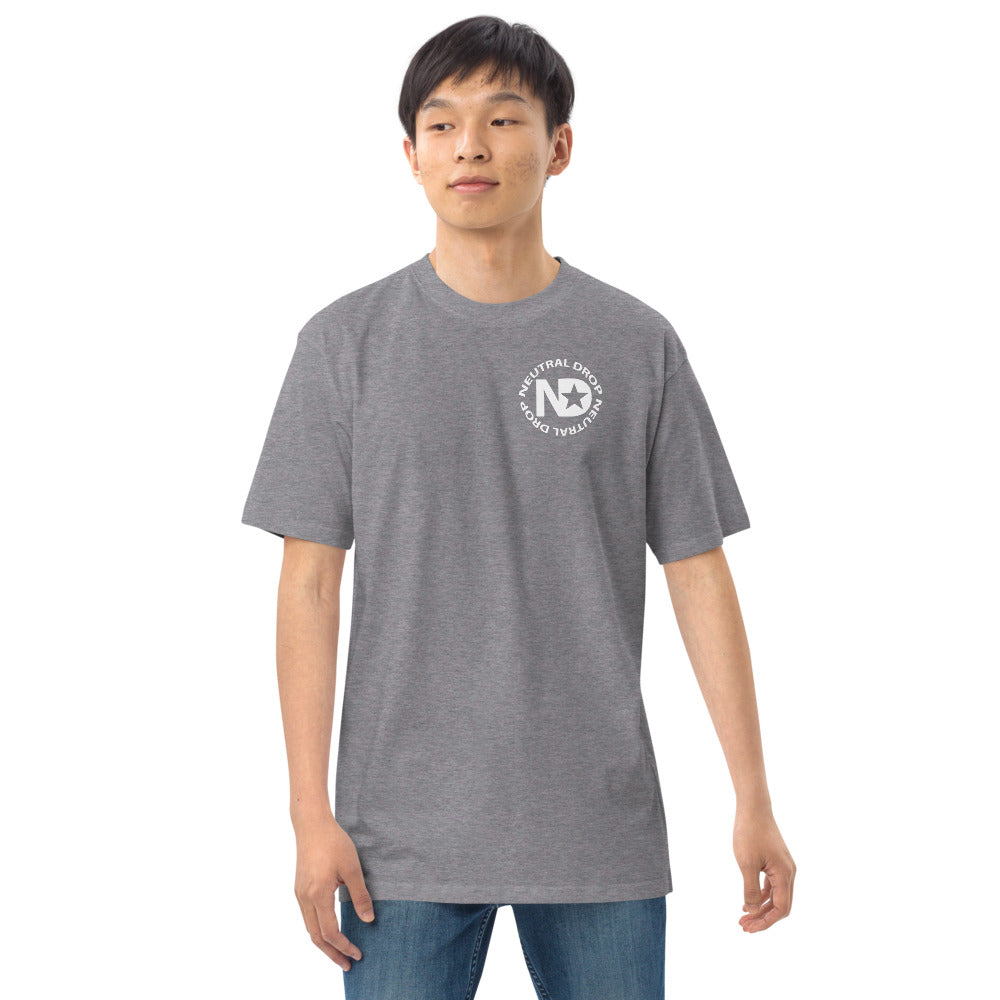 Men’s premium heavyweight tee with Neutral Drop logo on front and back
