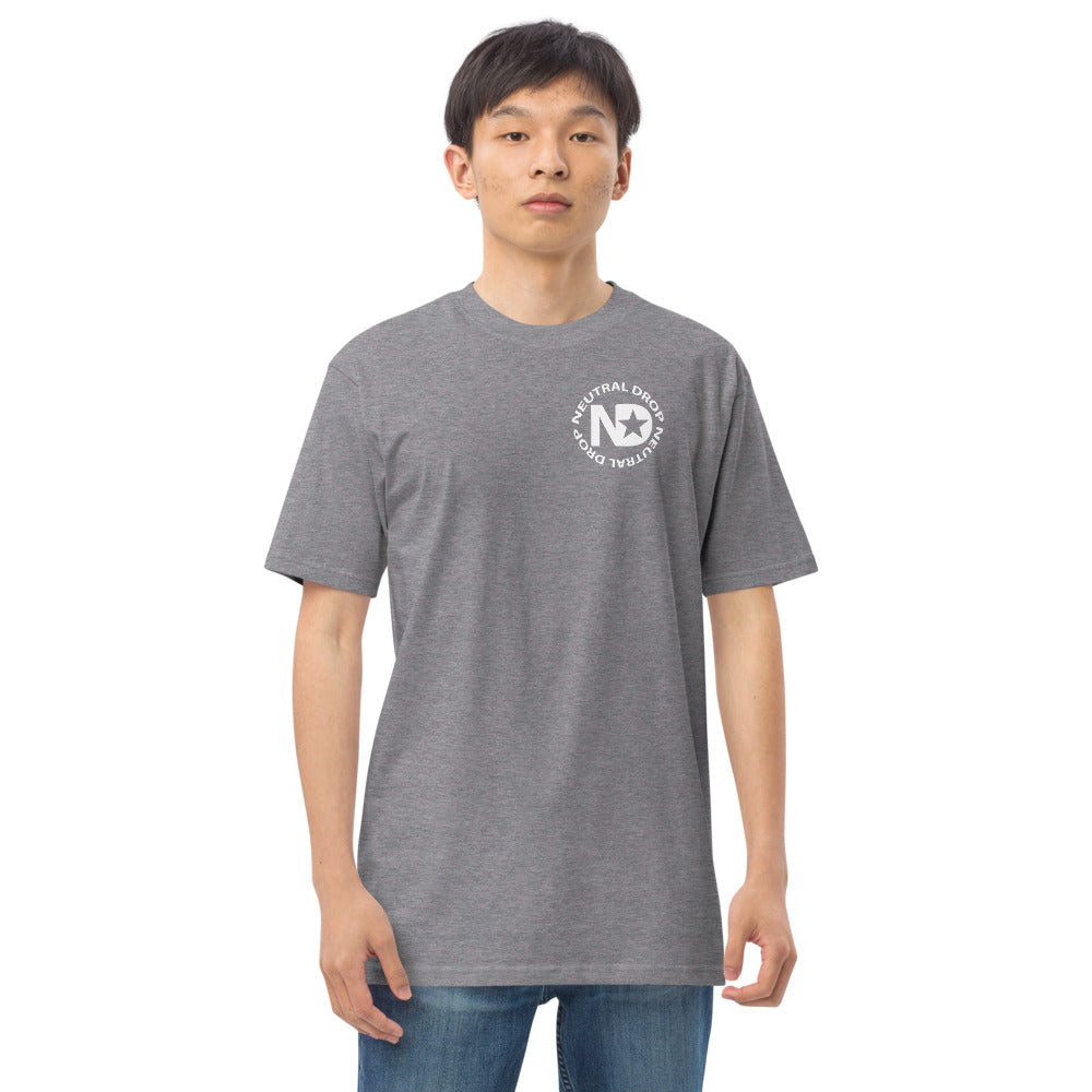 Men’s premium heavyweight tee with Neutral Drop logo on front and back