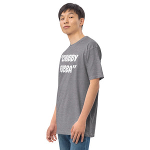 Men’s premium heavyweight tee w/ Chubby Rubba on front and Neutral Drop logo on back